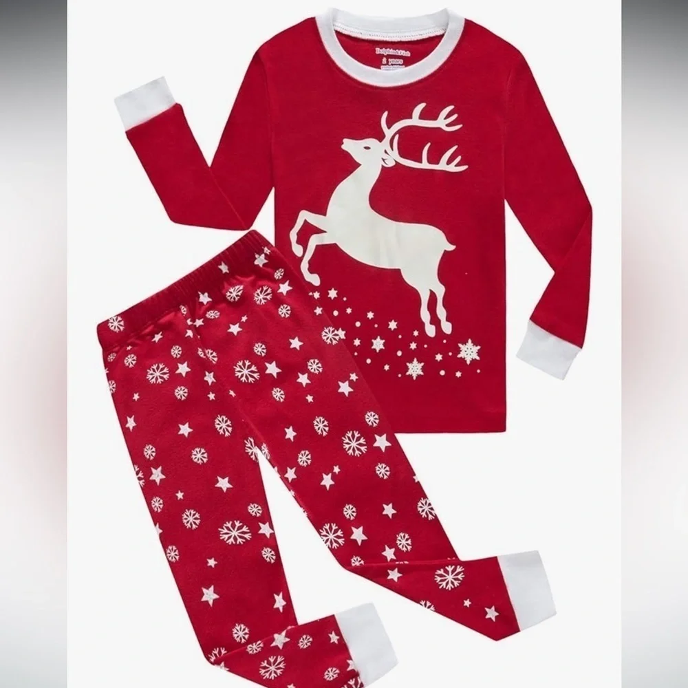 DOLPHIN & FISH Girls Reindeer Pajamas